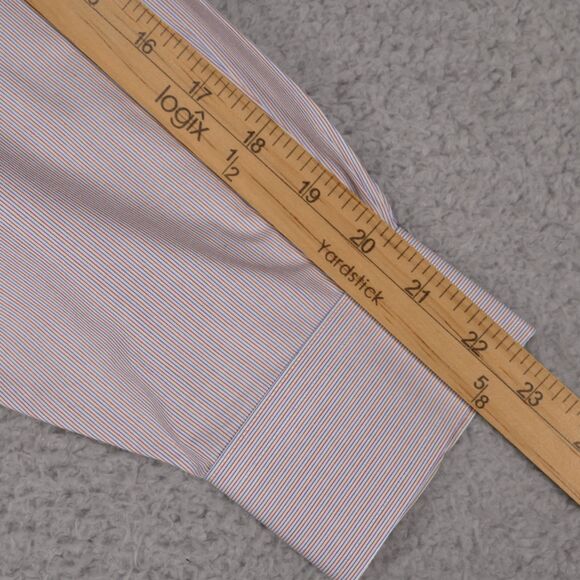 Brooks Brothers Shirt Men 16-32 Classic Orange Green Striped Button Long Sleeve - Picture 15 of 16